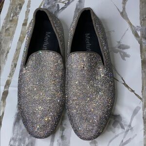 Merlutti Silver Rhinestone Loafers